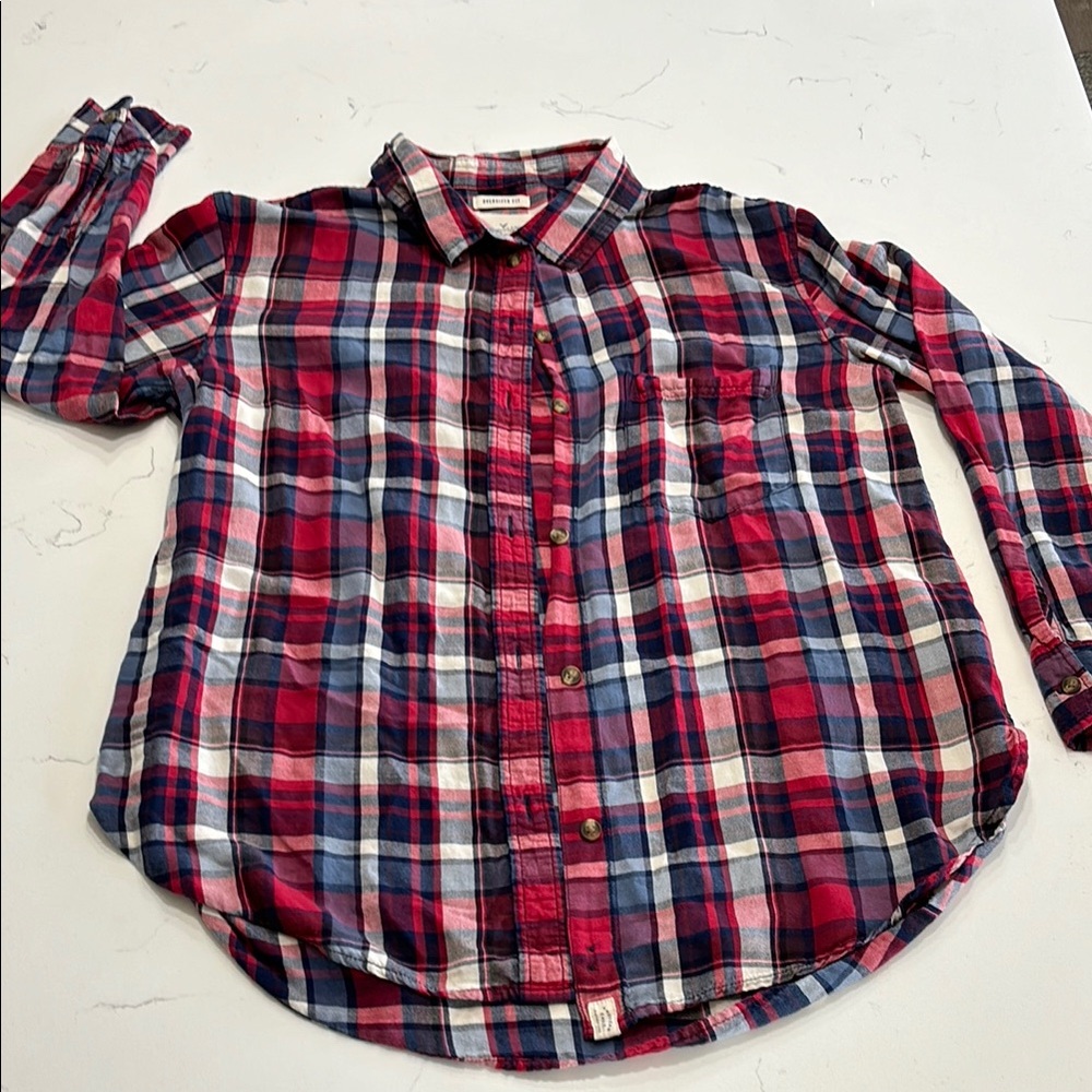 American Eagle Plaid Button‑Down – Women’s Size Large (Oversized Fit)